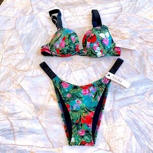 2 Pc Set 32A +Small Victoria's Secret Swim Shine Strap Sexy Tee Bikini + Bottoms